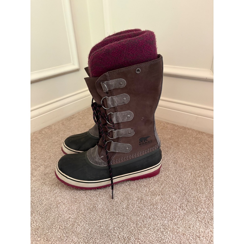Sorel Winter Carnival Brown Black Berry Waterproof Snow Boots NL2084-051 Womens